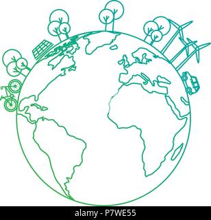 world planet earth with bicycle ecology Stock Vector