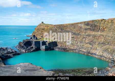 The Blue Pool at Abereiddy on the Pembrokeshire coast in Wales Stock Photo