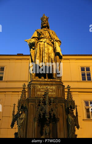 Statue of Charles IV, Knights of the Cross Square, Staré Město (Old Town), Prague, Czechia (Czech Republic), Europe Stock Photo