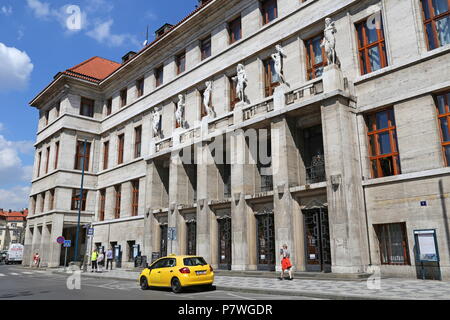 Municipal Library, Mariánské Náměstí, Staré Město (Old Town), Prague, Czechia (Czech Republic), Europe Stock Photo