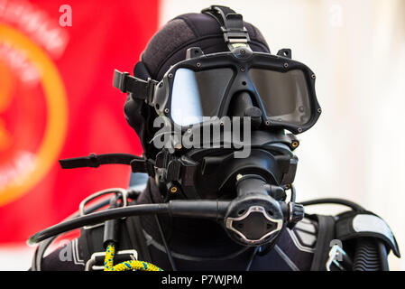 Tactical diving helmet of combat diving suit for police and army diving missions Stock Photo