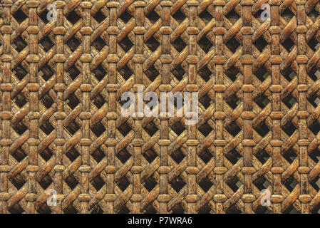 Close up of wooden basket made from ratten texture background. Material and nature conept. Wallpaper theme. Stock Photo