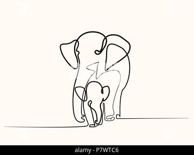 Elephant with baby Stock Vector