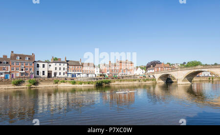 A Coxed eight rowing on the River Severn at Bewdley, Worcestershire, England, UK Stock Photo