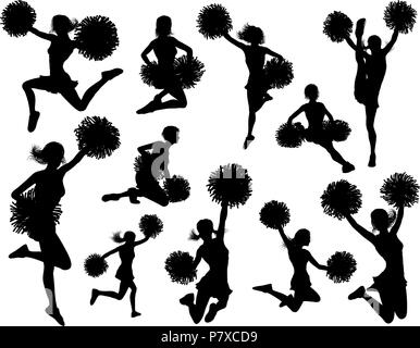 Cheerleader Silhouettes Stock Vector