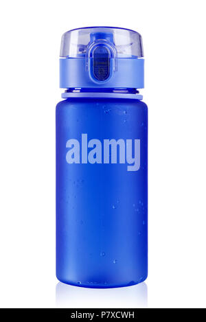 colored water bottle for a cyclist on a white background. isolated. with the lid closed. clipping path Stock Photo
