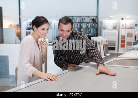 male and female colleagues discussing project Stock Photo