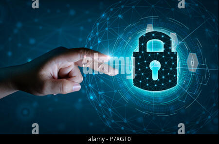Earth polygon mesh planet World Businessmen shake hands to protect information in cyberspace. Businessman holding shield protect icon protection netwo Stock Photo