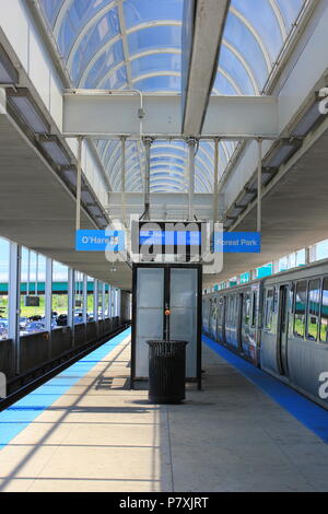 CTA Blue Line Train Cumberland Station in Park Ridge Illinois