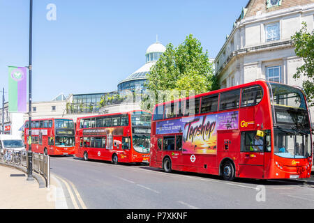 Double-decker buses on The Broadway, Wimbledon, London Borough of Merton, Greater London, England, United Kingdom Stock Photo