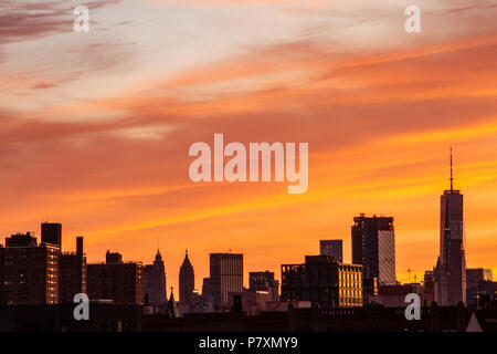 Williamsburg, Brooklyn's view of downtown Manhattan Stock Photo