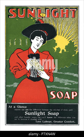 Vintage British magazine insert for Sunlight Soap. Stock Photo