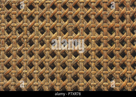 Close up of wooden basket made from ratten texture background. Material and nature conept. Wallpaper theme. Stock Photo