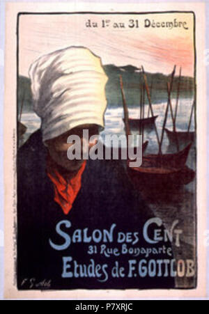 English: Poster for a Salon des Cent exhibition in December 1899 . 1899 158 Fernand-Louis Gottlob Salon de Cent poster 1899 Stock Photo