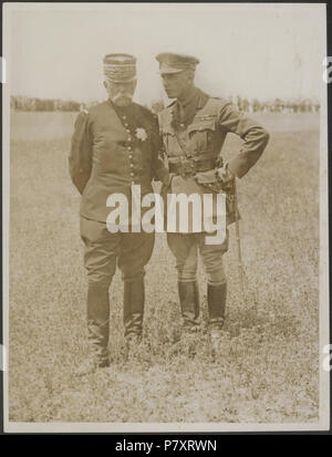 English: First photograph of General Sarrail and General Milne, the New Army Commander. This was made the day before the French occupied Salonika, and perhaps is the cause of the two Generals being in deep thought . 1916 160 First photograph of General Sarrail and General Milne, the New Army Commander Stock Photo