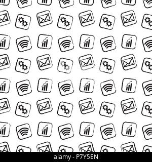 grunge social digital apps icons background Stock Vector