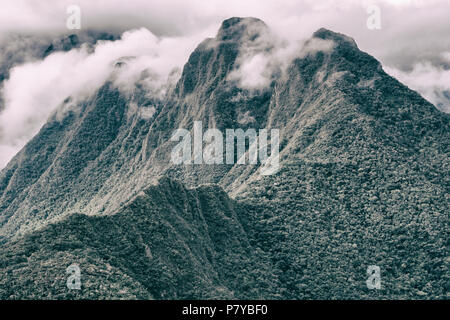 Andes mountains with clouds above the peak. Inca Trail. Peru Stock Photo