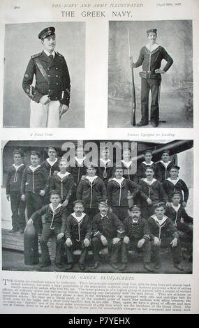 English: Photos of Greek sailors and naval officers, 1897 . 29 January 2012 284 Navy and Army Illustrated - Greek Navy 1 Stock Photo