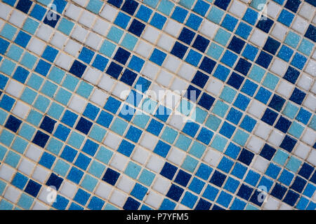 Blue and white tile wall facade. Stock Photo