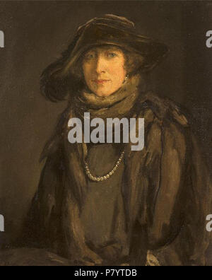 English: Lady Manton, nee Claire Nickols, wife of Joseph Watson, 1st Baron Manton (d.1922), portrait by John Lavery, 31' * 26', private collection. To match portrait by same artist of Lord Manton. 1922 239 LadyMantonBySirJohnLavery Stock Photo