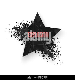 Geometric banner with space for text. Geometric background. Abstract explosion of black star shape. Vector illustration isolated on white Stock Vector