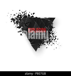 Abstract black triangle explosion pattern. Geometric background. Vector illustration isolated on white background Stock Vector