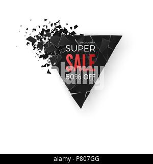 Super Sale Abstract Background. Banner with explosion effect. Vector illustration Stock Vector
