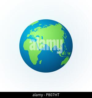 Earth in the form of a globe. Earth Planet icon. Colored world map. Vector illustration isolated on white background Stock Vector