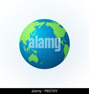 Earth in the form of a globe. Earth Planet icon. Colored world map. Vector illustration isolated on white Stock Vector