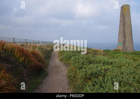 Remote Radar Head Portreath. South west coast path. John o' groats (Duncansby head) to lands end. Cornwall. End to end trail. England. UK Stock Photo