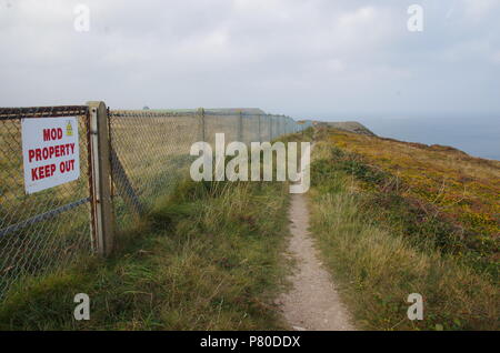 Remote Radar Head Portreath. South west coast path. John o' groats (Duncansby head) to lands end. Cornwall. End to end trail. England. UK Stock Photo