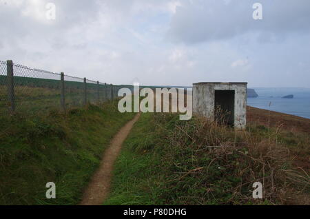 Remote Radar Head Portreath. South west coast path. John o' groats (Duncansby head) to lands end. Cornwall. End to end trail. England. UK Stock Photo