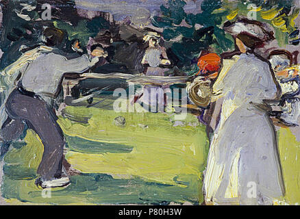 English: game of tennis, luxembourg gardens paris . circa 1906 308 Peploe game of tennis Stock Photo