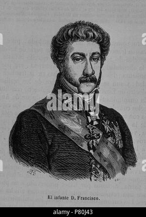 DON FRANCISCO DE PAULA ANTONIO INFANTE DE ESPAÑA 1794/1865 - GRABADO SIGLO XIX. Stock Photo