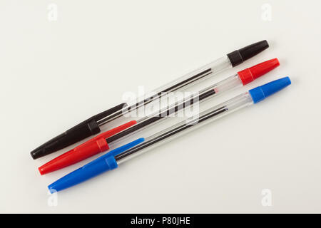 three color handles close-up on isolated background Stock Photo