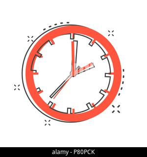 Cartoon clock timer icon in comic style. Time sign illustration pictogram. Watch splash business concept. Stock Vector