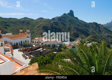 View over Tejeda and Roque Bentayga in centre of island of Gran Canaria, Canary Islands, Spain Stock Photo