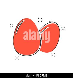 Cartoon egg icon in comic style. Eggshell sign illustration pictogram. Egg splash business concept. Stock Vector