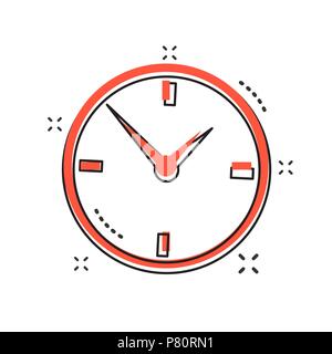 Cartoon alarm clock icon in comic style. Timer sign illustration pictogram. Stopwatch splash business concept. Stock Vector