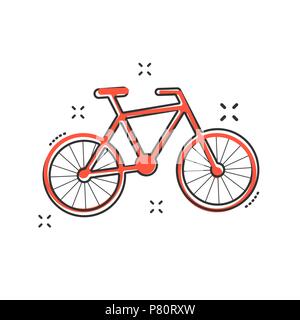 Cartoon bike icon in comic style. Bicycle sign illustration pictogram. Bike business concept. Stock Vector