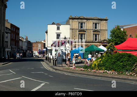 High Street and Town Square on market day, Abingdon, Oxfordshire, England, UK Stock Photo