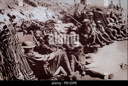 Anzacs, Australian and New Zealand troops, heroes of the Gallipoli landings taking a well earned rest. They were just some of the many troops from Empire Territories that seved in World War 1. Stock Photo