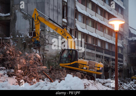 Demolition of old Korana Hotel, Karlovac, Croatia Stock Photo