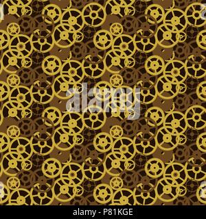 Vintage vector background old gears mechanism seamless pattern Stock Vector
