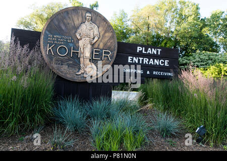 A logo sign outside of the headquarters of Kohler Co., in Kohler, Wisconsin, on June 24, 2018. Stock Photo