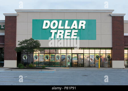 A logo sign outside of a Dollar Tree retail store in Sheboygan, Wisconsin, on June 24, 2018. Stock Photo