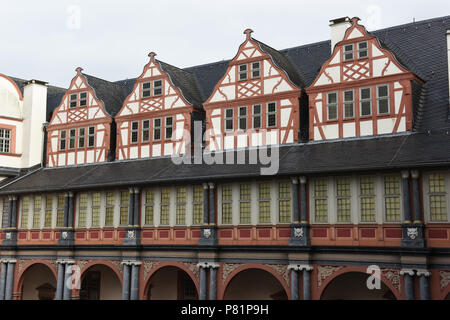 Courtyard and tower at Weilburg's Schloss castle. Weilburg an der Lahn, Germany Stock Photo