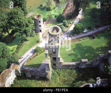 View from atop Castle keep showing tower, Blarney Castle, Blarney, County Cork, Republic of Ireland Stock Photo