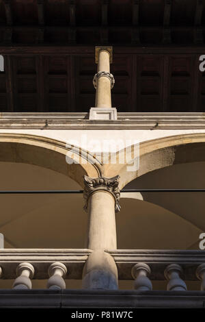 Columns in the courtyard of the Wawel castle. Krakow. Poland, Stock Photo