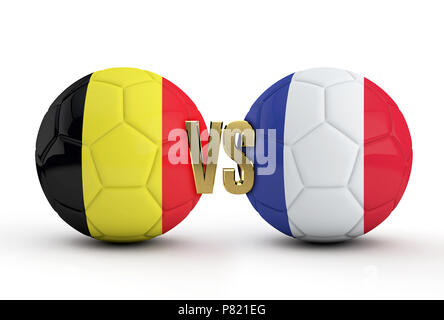 Belgium versus France soccer semi final match. 3D Rendering Stock Photo